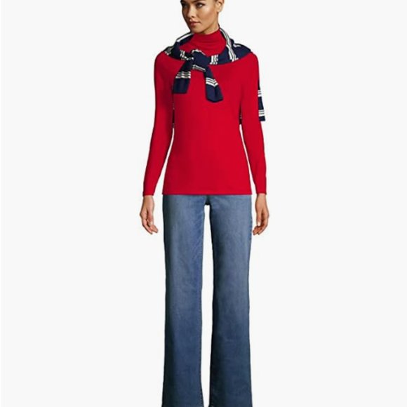 Lands' End - Lightweight Fitted Long Sleeve Turtleneck, Rich Red - Picture 6 of 13